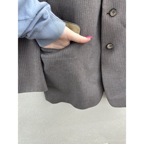 Golden Lancer Mens Suit Coat Size Unknown Brown Striped Single Breasted 2 Button - Picture 4 of 15